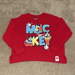 Disney Mickey Mouse Red Crewneck Size XXL (Juniors) Licensed Puffy Graphic